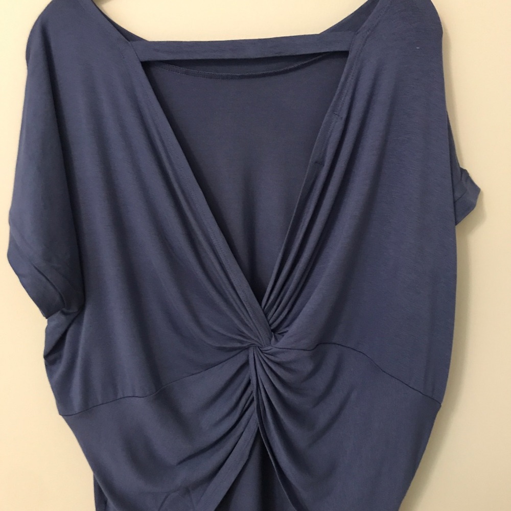 Twisted Open Back short sleeve Blue Top